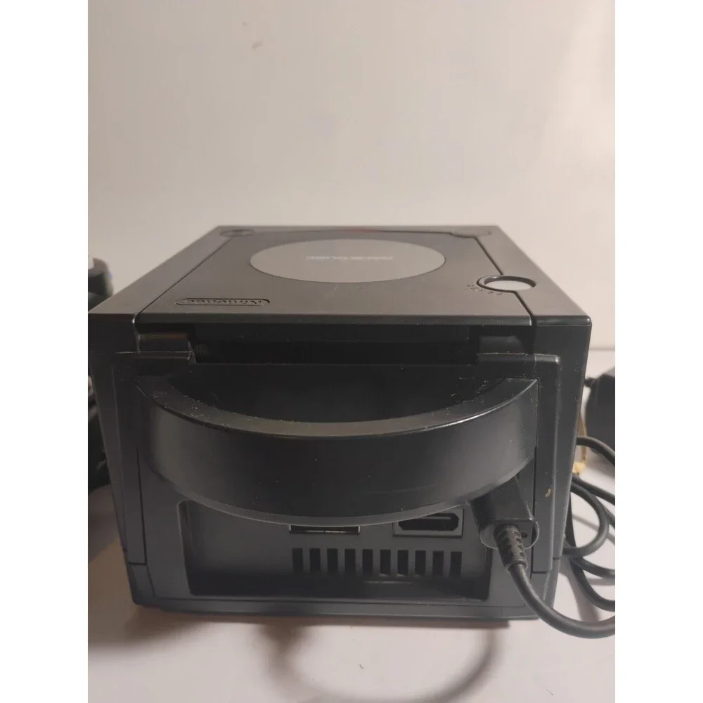 Nintendo GameCube Game Console Black System DOL 001 W/2 Remote, Adapter Tested